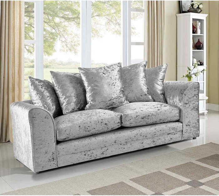 The Range | Simply Eleganza Mirana Modern Crush Velvet 3 Seater Sofa - Silver Simply Eleganza Mirana Modern Crush Velvet 3 Seater Sofa - Silver