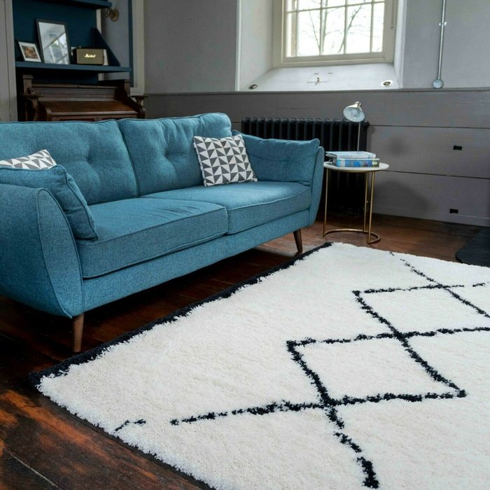 The Range | The Rug Wholesaler Ivory and Charcoal Scandi Shaggy Rug - Nova - Ivory / 230cm The Rug Wholesaler Ivory and Charcoal Scandi Shaggy Rug - Nova - Ivory / 230cm