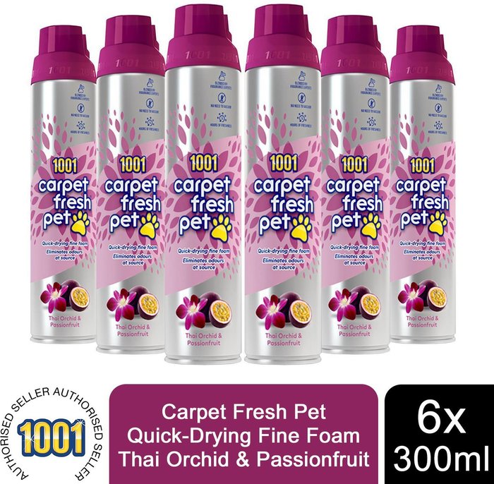 The Range | 1001 6 Pack 1001 Carpet Fresh 300ml Cans - Thai Orchid 1001 6 Pack 1001 Carpet Fresh 300ml Cans - Thai Orchid
