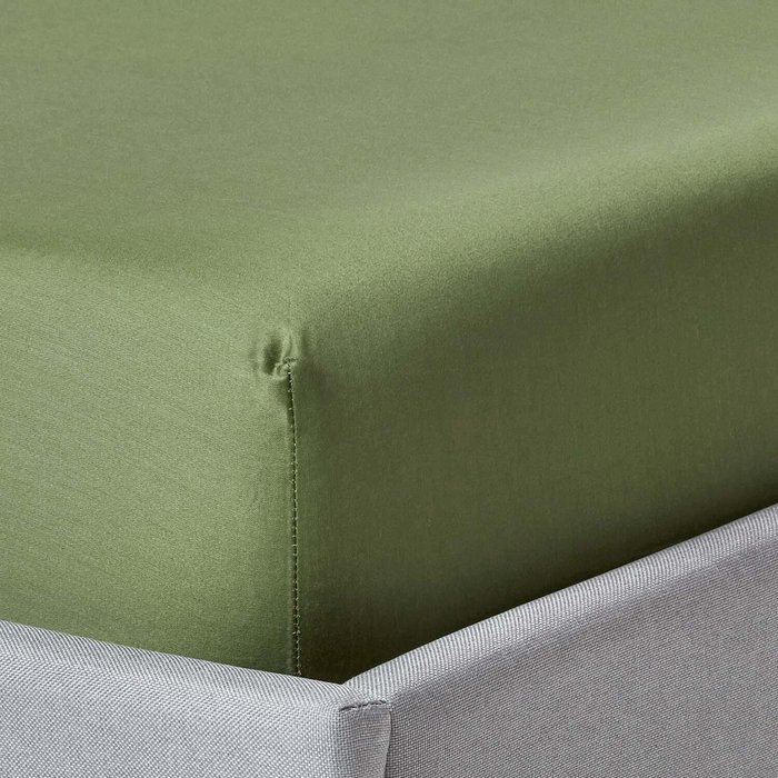 The Range | Homescapes Organic Egyptian Cotton Extra Deep Fitted Sheet - Moss Green / Double Homescapes Organic Egyptian Cotton Extra Deep Fitted Sheet - Moss Green / Double