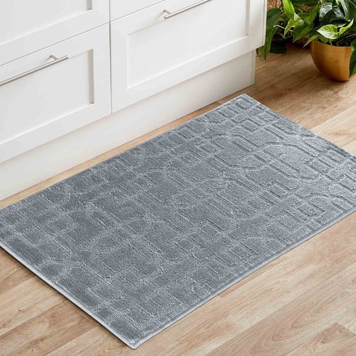 The Range | Serdim Rugs Ivy Washable Cubed Trellis Design Anti Slip Doormats - Runners - Silver / 50x80 cm Rectangle Serdim Rugs Ivy Washable Cubed Trellis Design Anti Slip Doormats - Runners - Silver / 50x80 cm Rectangle