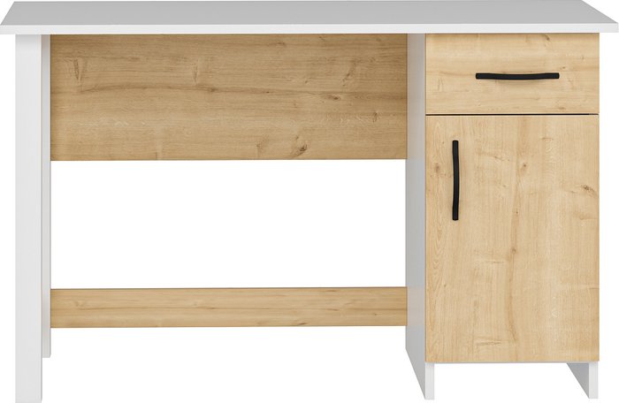 The Range | Destina Home Novella Computer Desk with Drawer and Cabinet - White & Sapphire Oak Destina Home Novella Computer Desk with Drawer and Cabinet - White & Sapphire Oak