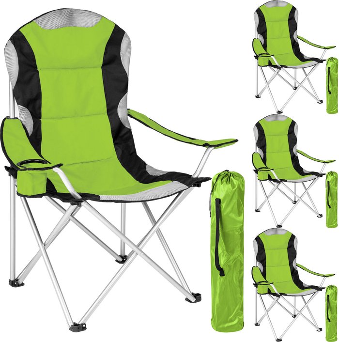 The Range | TECTAKE Set of 4 Padded Camping Chairs - Green TECTAKE Set of 4 Padded Camping Chairs - Green