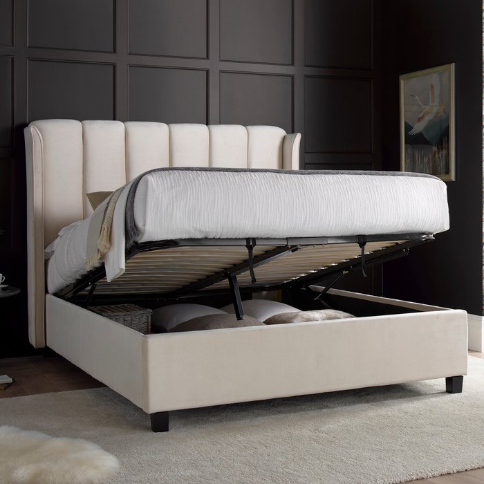 The Range | Bedmaster Aurora Warmstone Velvet Ottoman Bed - Warm Stone Bedmaster Aurora Warmstone Velvet Ottoman Bed - Warm Stone