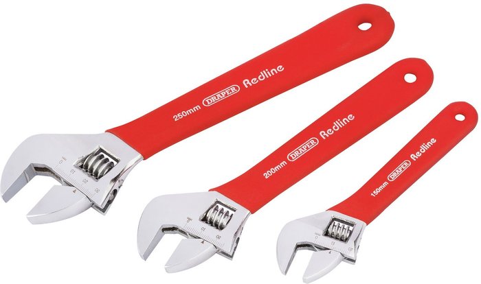 The Range | Draper Draper Adjustable Wrench Soft Grip Set - 3 Piece - Red Draper Draper Adjustable Wrench Soft Grip Set - 3 Piece - Red