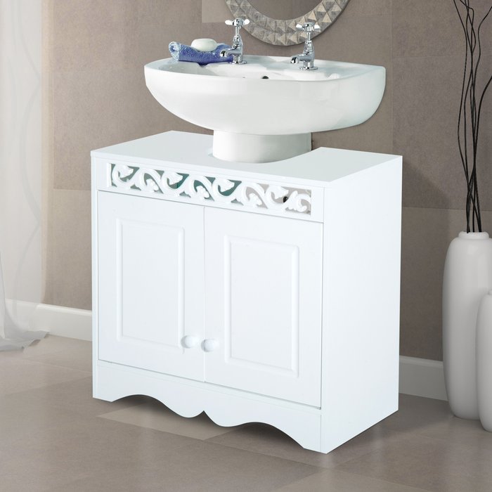 The Range | HOMCOM Under Sink Cabinet Storage Unit with Double Door Shelf - Grey HOMCOM Under Sink Cabinet Storage Unit with Double Door Shelf - Grey