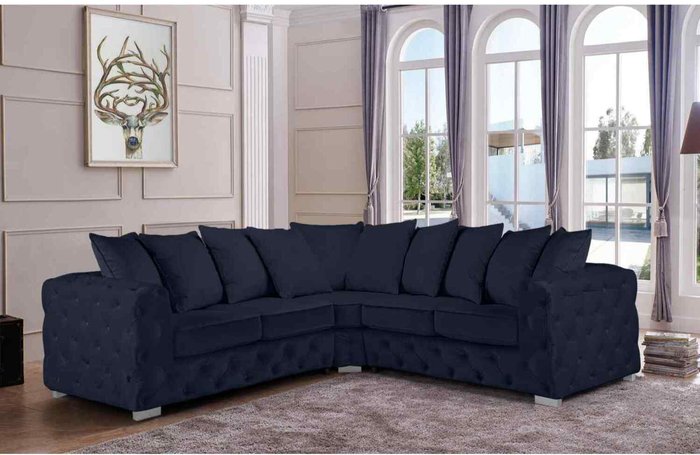 The Range | Simply Eleganza Owen Scatterback Corner Sofa in Plush Velour Velvet - Grey Simply Eleganza Owen Scatterback Corner Sofa in Plush Velour Velvet - Grey