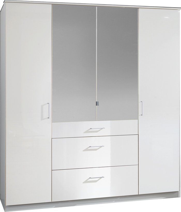 The Range | Tjs Clack 4 Door Wardrobe - Gloss White Tjs Clack 4 Door Wardrobe - Gloss White