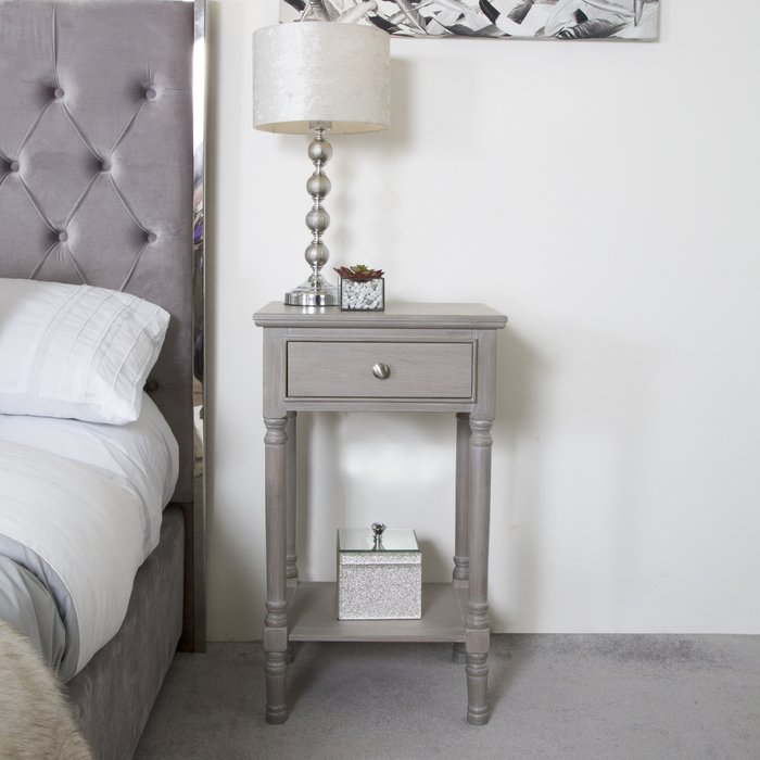 The Range | Vanity Living Coby One Drawer Bedside Table - Taupe Vanity Living Coby One Drawer Bedside Table - Taupe