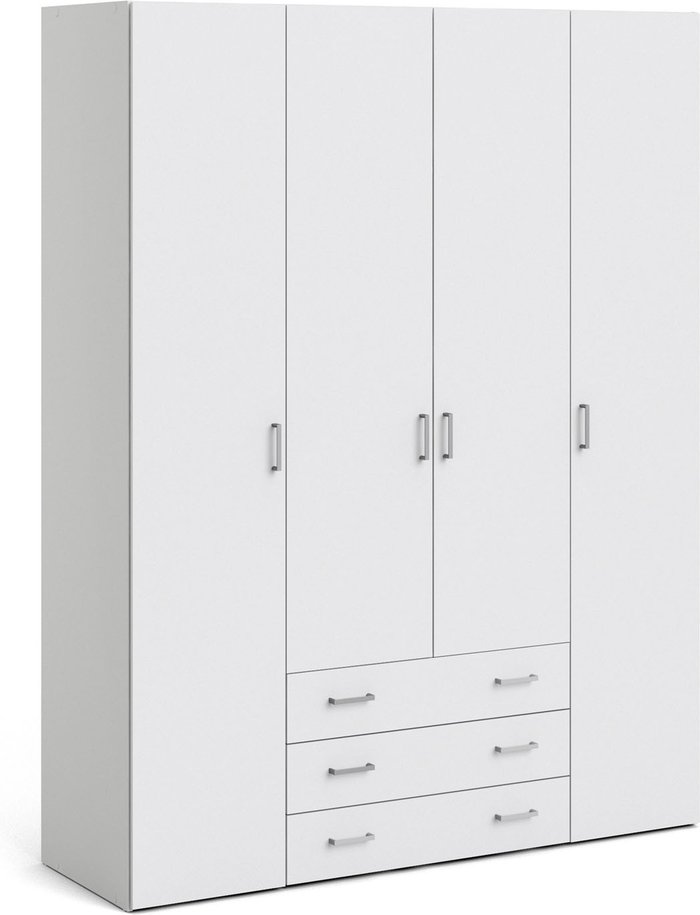 The Range | Furniture To Go Space 4-Door 3-Drawer Wardrobe - White Furniture To Go Space 4-Door 3-Drawer Wardrobe - White
