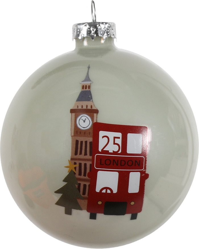 The Range | Once Upon a Christmas Merry Christmas London Glass Bauble - White Once Upon a Christmas Merry Christmas London Glass Bauble - White