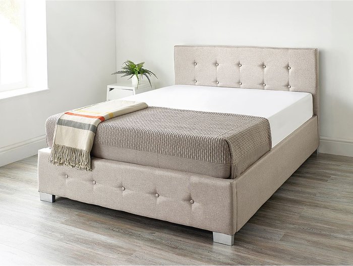 The Range | Aspire Aspire Upholstered Storage Ottoman Bed In Beige Linen King Aspire Aspire Upholstered Storage Ottoman Bed In Beige Linen King