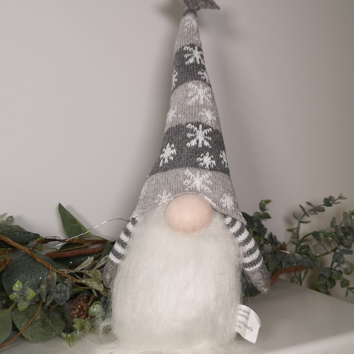 The Range | Samuel Alexander Sitting Christmas Gonk with Star Tipped Hat - White and Grey Samuel Alexander Sitting Christmas Gonk with Star Tipped Hat - White and Grey