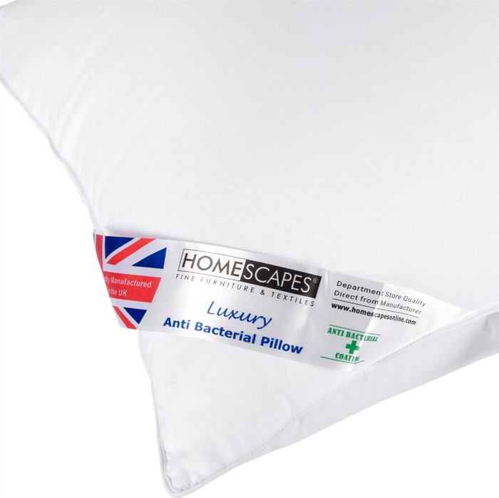 The Range | Homescapes Anti Bacterial Pillow Super Microfibre Extra Fill - White Homescapes Anti Bacterial Pillow Super Microfibre Extra Fill - White