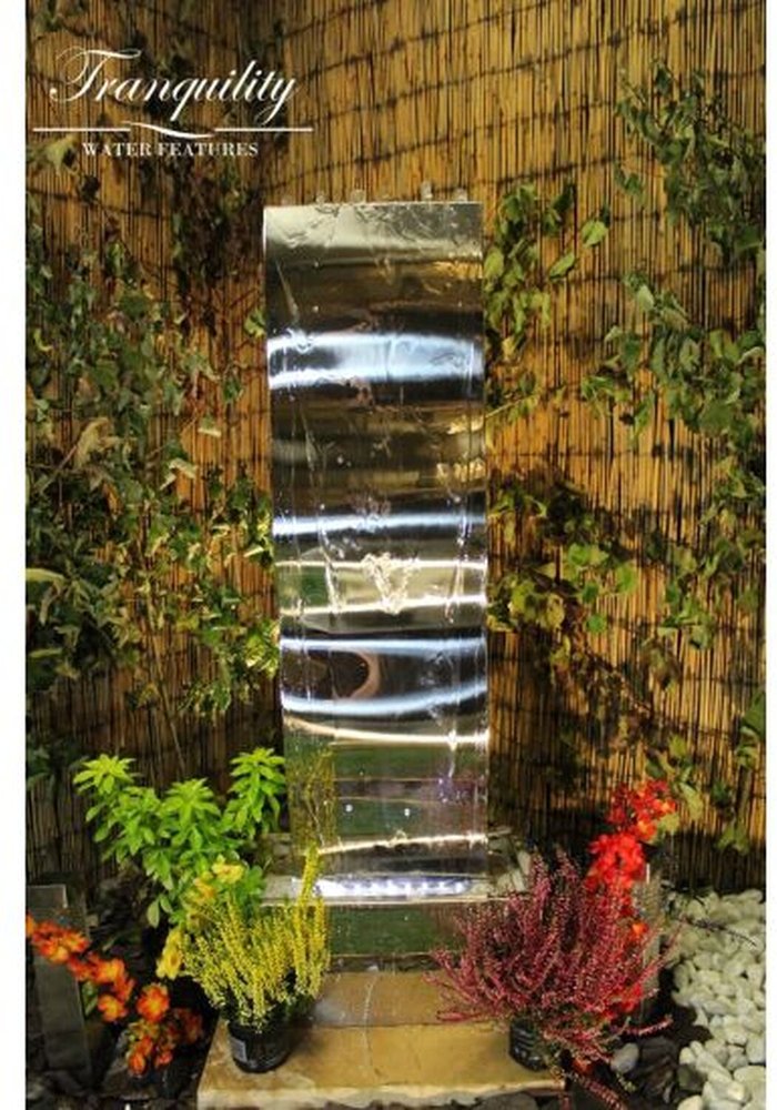 The Range | Tranquility Water Features Large Stainless Steel Wave Modern Metal Water Feature - Grey Tranquility Water Features Large Stainless Steel Wave Modern Metal Water Feature - Grey