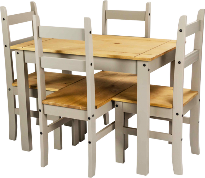 The Range | Mercers Furniture Corona Grey Wax Budget Dining Set - Distressed Grey Wax Mercers Furniture Corona Grey Wax Budget Dining Set - Distressed Grey Wax