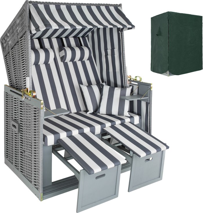 The Range | TECTAKE Beach Chair with Cushions - Grey/White TECTAKE Beach Chair with Cushions - Grey/White