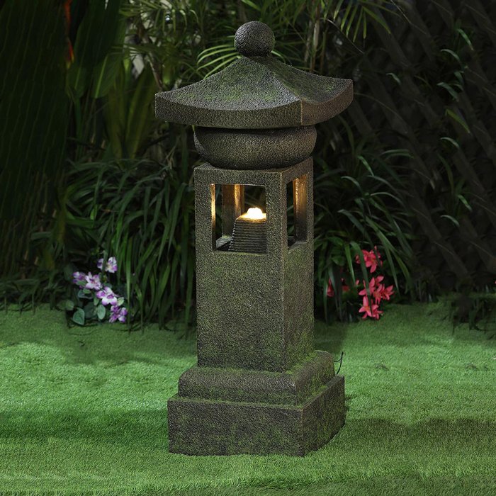 The Range | Gudrum Victorian Garden Ornamental Pagoda LED Water Feature - Grey Gudrum Victorian Garden Ornamental Pagoda LED Water Feature - Grey