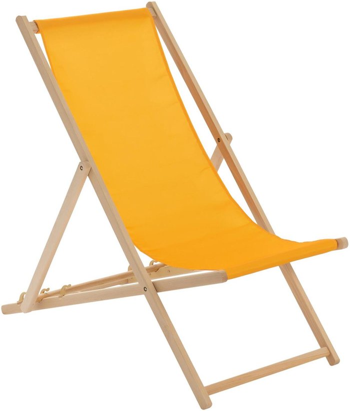 The Range | Harbour Housewares Wooden Folding Garden Sun Lounger Deck Chair x1 - Mustard Harbour Housewares Wooden Folding Garden Sun Lounger Deck Chair x1 - Mustard