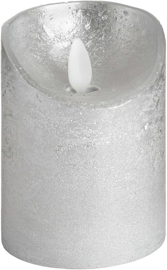 The Range | Hill Luxe Collection 3 x 4 Silver Flickering Flame LED Wax Candle Hill Luxe Collection 3 x 4 Silver Flickering Flame LED Wax Candle
