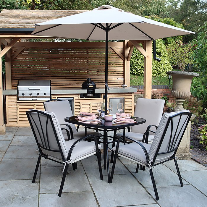 The Range | Royalcraft Royalcraft Amalfi Ivory 4 Seater Padded Dining Set Royalcraft Royalcraft Amalfi Ivory 4 Seater Padded Dining Set