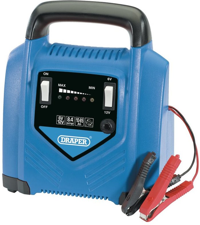 The Range | Draper 6/12V Battery Charger, 8.4A, 10 - 85Ah (70546) Draper 6/12V Battery Charger, 8.4A, 10 - 85Ah (70546)