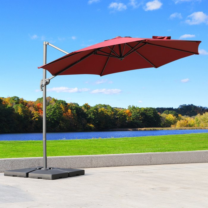 The Range | Outsunny Roma Cantilever Parasol With Cross Base - Wine red Outsunny Roma Cantilever Parasol With Cross Base - Wine red