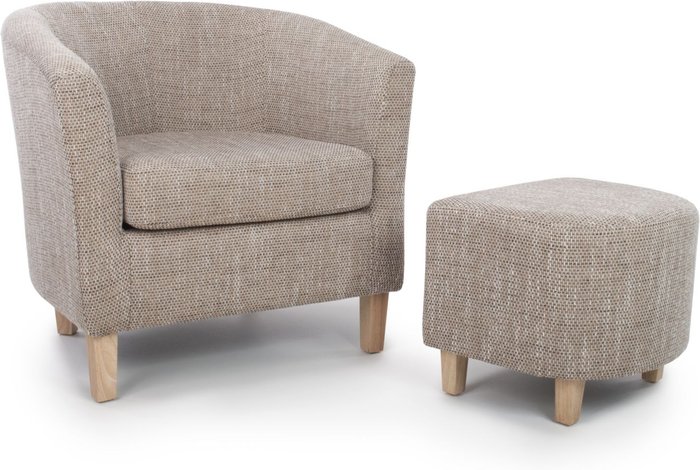 The Range | Shankar Shankar Tub Tweed Oatmeal Chair & Stool Set Shankar Shankar Tub Tweed Oatmeal Chair & Stool Set