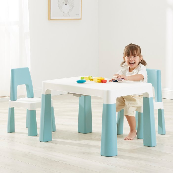 The Range | Liberty House Toys Kids Height Adjustable Table and 2 Chairs Set - Blue and White Liberty House Toys Kids Height Adjustable Table and 2 Chairs Set - Blue and White