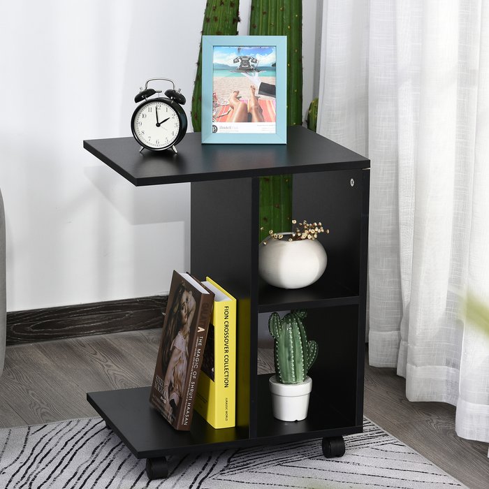 The Range | HOMCOM C Shape End Table with 2 Shelves - Black HOMCOM C Shape End Table with 2 Shelves - Black