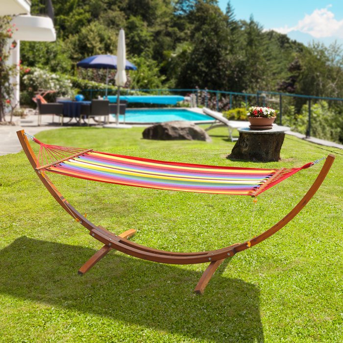 The Range | Outsunny Garden Outdoor Patio Wooden Frame Hammock - Multi-color Outsunny Garden Outdoor Patio Wooden Frame Hammock - Multi-color