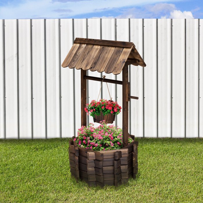 The Range | Outsunny Wishing Well Bucket and Pond Pump - Brown Outsunny Wishing Well Bucket and Pond Pump - Brown