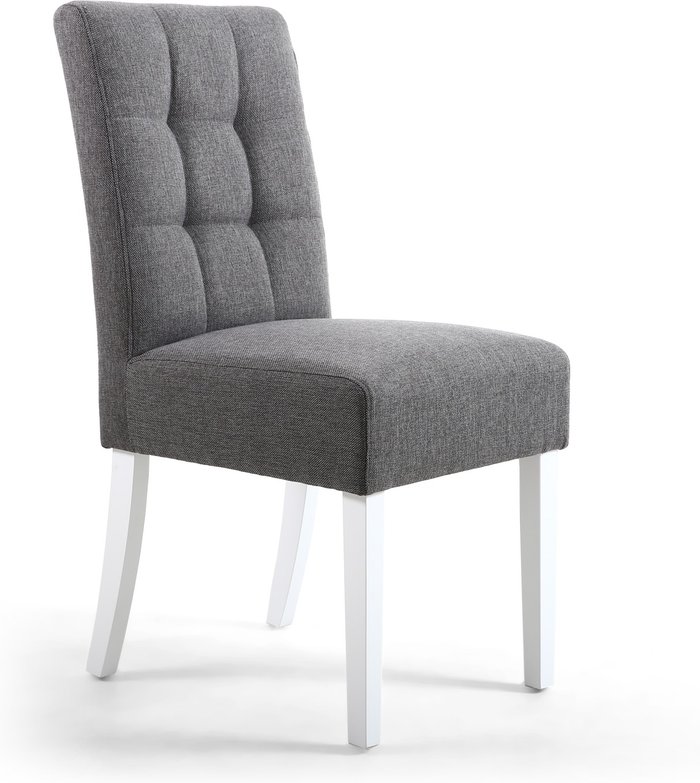 The Range | Shankar 2 x Shankar Moseley Stitched Waffle Linen Effect Steel Grey Dining Chairs With White Legs Shankar 2 x Shankar Moseley Stitched Waffle Linen Effect Steel Grey Dining Chairs With White Legs