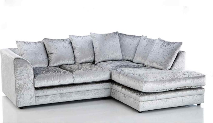 The Range | Simply Eleganza Canolo Luxury RHF Corner Chaise Crush Velvet Sofa - Silver Simply Eleganza Canolo Luxury RHF Corner Chaise Crush Velvet Sofa - Silver