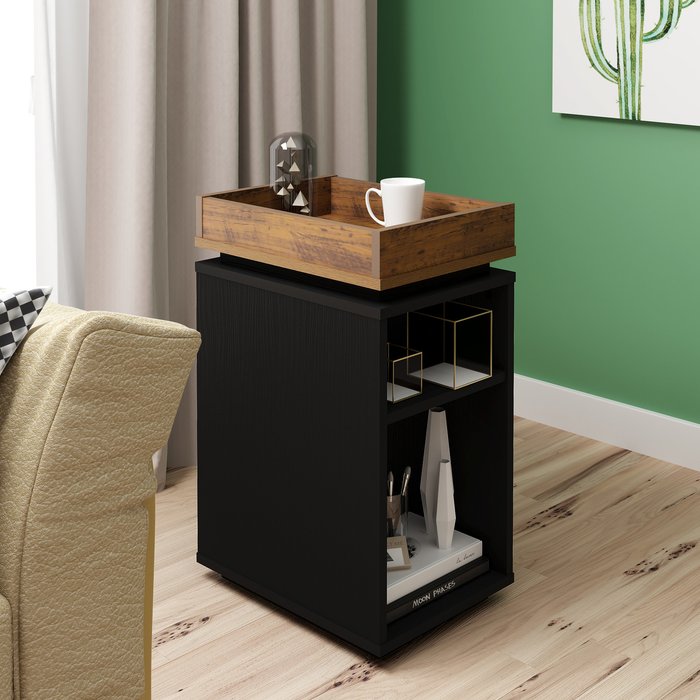 The Range | NAPLES Naples Storage Side Table - Black Pine Effect - Black Pine NAPLES Naples Storage Side Table - Black Pine Effect - Black Pine