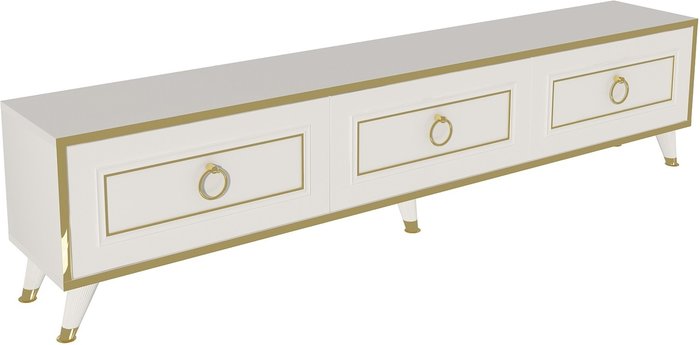 The Range | Destina Home Romens TV Stand and Media Console with Cabinets - White - Gold Band Destina Home Romens TV Stand and Media Console with Cabinets - White - Gold Band