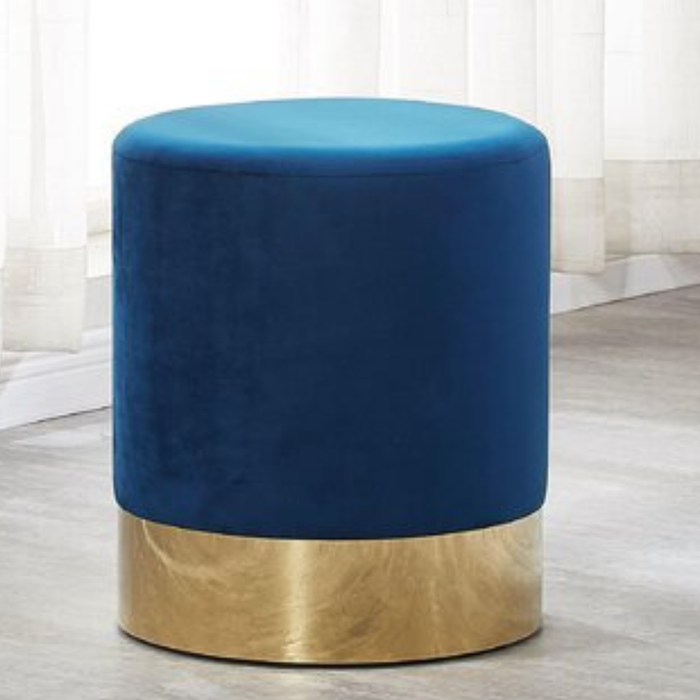 The Range | Life Interiors Darlington Modern Round Velvet Pouffe Single - Royal Life Interiors Darlington Modern Round Velvet Pouffe Single - Royal