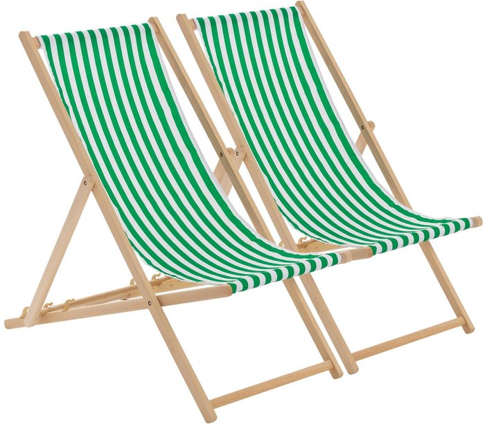 The Range | Harbour Housewares Wooden Folding Garden Sun Lounger Deck Chair x2 - Green Harbour Housewares Wooden Folding Garden Sun Lounger Deck Chair x2 - Green
