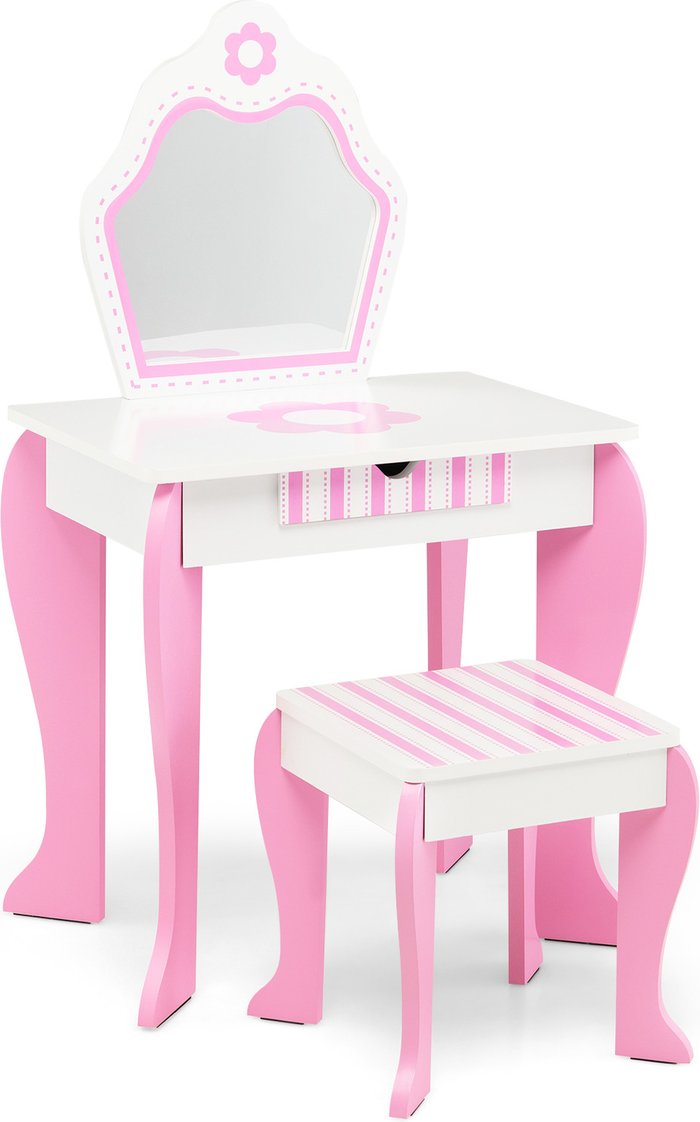 The Range | COSTWAY Costway Kids Vanity Table Stool Set Princess Pretend Play Table - Pink COSTWAY Costway Kids Vanity Table Stool Set Princess Pretend Play Table - Pink