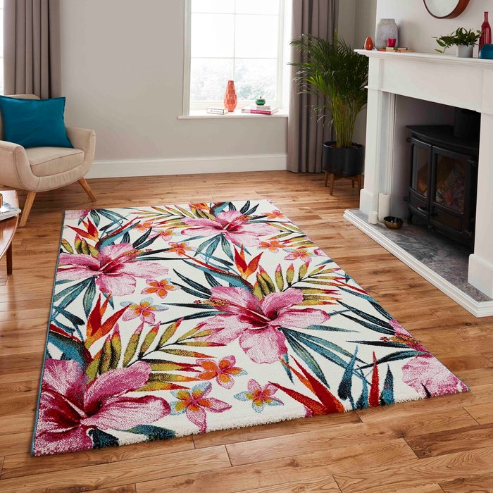 The Range | The Rug Wholesaler Multicoloured Botanical Floral Area Rug - Multi The Rug Wholesaler Multicoloured Botanical Floral Area Rug - Multi
