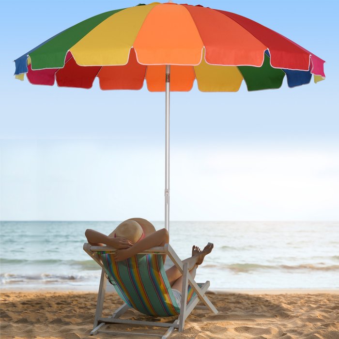 The Range | Outsunny Arc. 2.4m Beach Umbrella - Muticolor Outsunny Arc. 2.4m Beach Umbrella - Muticolor