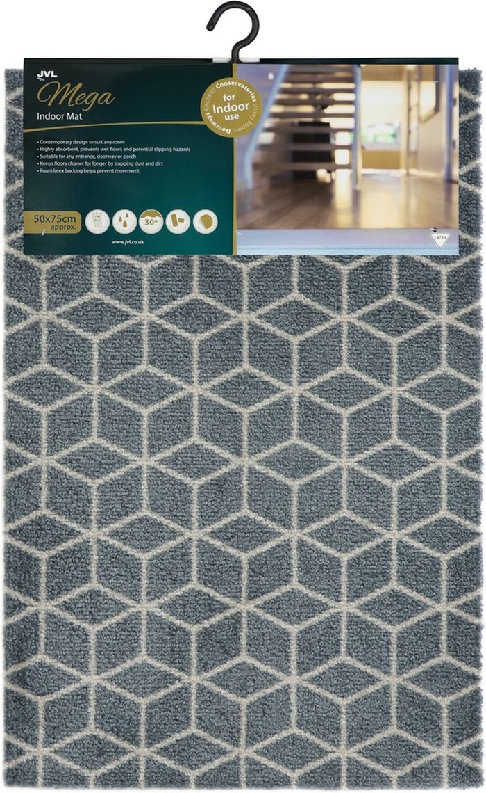 The Range | JVL JVL Mega Mat, 3D Cube Pattern, 50x75cm - Grey JVL JVL Mega Mat, 3D Cube Pattern, 50x75cm - Grey