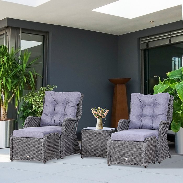 The Range | Outsunny Outdoor 5 Piece PE Rattan 2 Curved Armchairs - Grey Outsunny Outdoor 5 Piece PE Rattan 2 Curved Armchairs - Grey