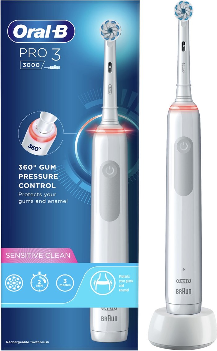 The Range | Oral-B Oral B Pro 3 3000 Sensi Electric Toothbrush - White Oral-B Oral B Pro 3 3000 Sensi Electric Toothbrush - White