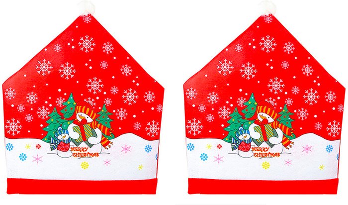 The Range | Christmas Dining Chair Covers - Red / Snowman / 2 Christmas Dining Chair Covers - Red / Snowman / 2