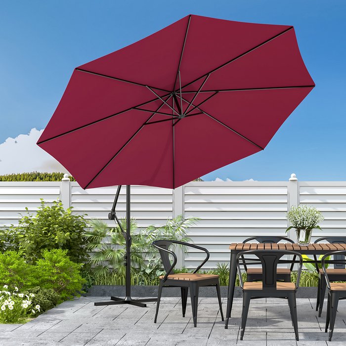 The Range | Livingandhome 3M Cantilever Parasol Garden Sun Shade Canopy with Cross Iron Base - Wine Red Livingandhome 3M Cantilever Parasol Garden Sun Shade Canopy with Cross Iron Base - Wine Red