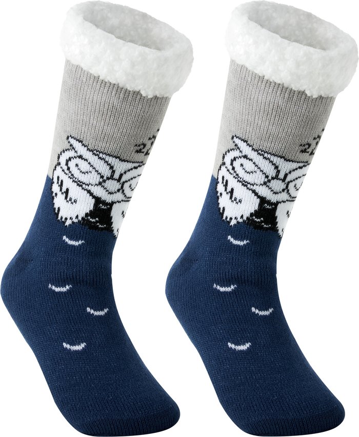 The Range | Ultra Super Cute Fluffy Wooly Slipper Socks with Grips - Blue / Owl Ultra Super Cute Fluffy Wooly Slipper Socks with Grips - Blue / Owl