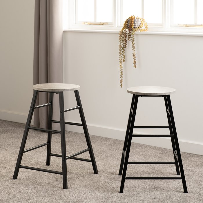 The Range | Seconique Athens Bar Stool (Pair) - Acacia Effect - Concrete Effect Seconique Athens Bar Stool (Pair) - Acacia Effect - Concrete Effect