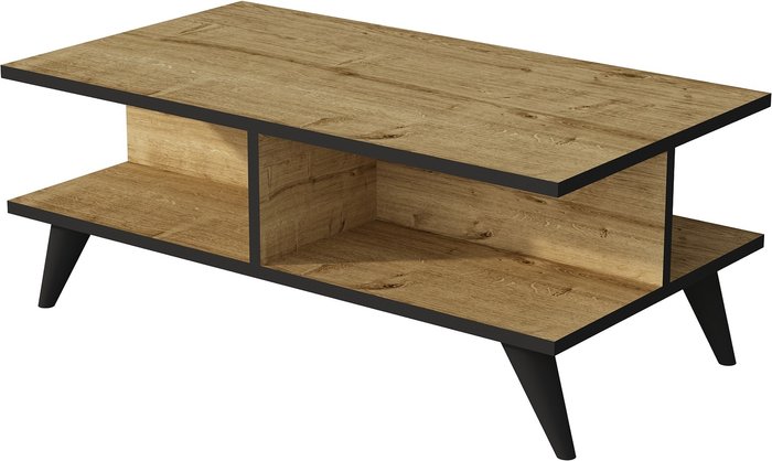 The Range | Destina Home Crystal Coffee Table with Storage Shelves - Sapphire Oak - Black Band Destina Home Crystal Coffee Table with Storage Shelves - Sapphire Oak - Black Band
