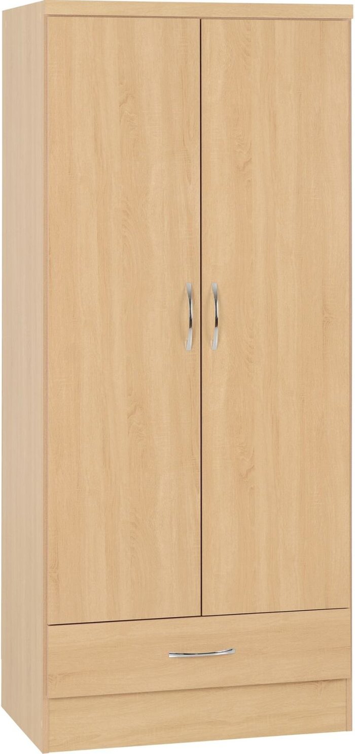 The Range | Seconique Nevada 2 Door 1 Drawer Wardrobe - Grey Gloss - Sonoma Oak Seconique Nevada 2 Door 1 Drawer Wardrobe - Grey Gloss - Sonoma Oak